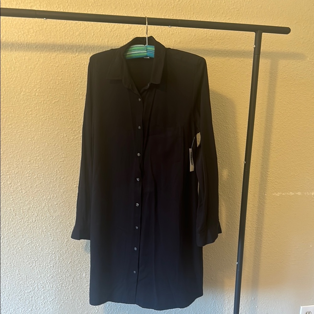Old Navy Black Button Up Shirt Dress